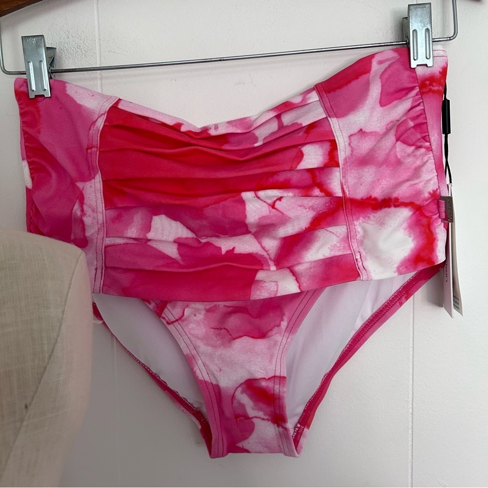 Calvin Klein Pleated Floral Underwire Bikini Top and High Waisted Bottom XS NWT - Picture 8 of 9